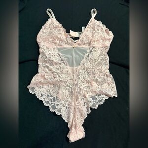 FAME XL Frederick's of Hollywood Pink Lace Bodysuit